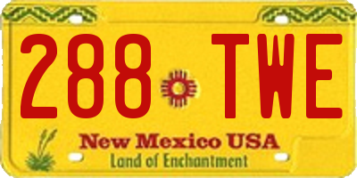 NM license plate 288TWE