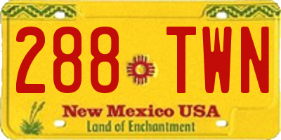 NM license plate 288TWN
