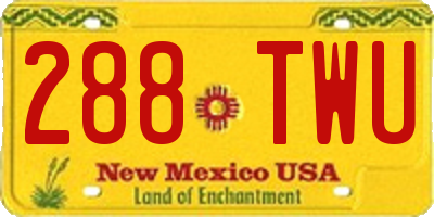 NM license plate 288TWU