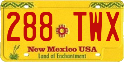 NM license plate 288TWX