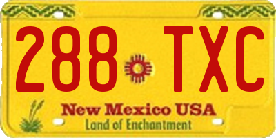 NM license plate 288TXC