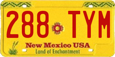 NM license plate 288TYM