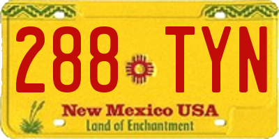 NM license plate 288TYN