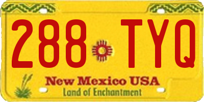 NM license plate 288TYQ