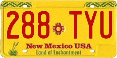 NM license plate 288TYU