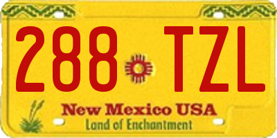 NM license plate 288TZL