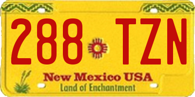 NM license plate 288TZN
