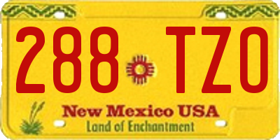 NM license plate 288TZO