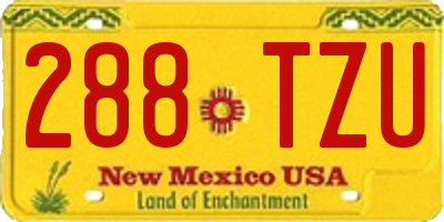 NM license plate 288TZU