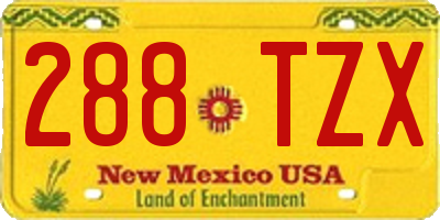 NM license plate 288TZX