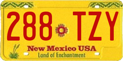 NM license plate 288TZY