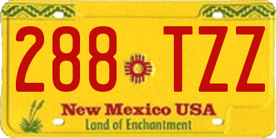 NM license plate 288TZZ