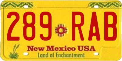 NM license plate 289RAB