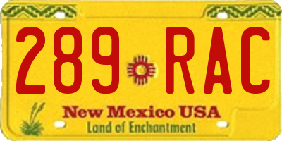 NM license plate 289RAC