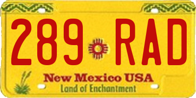 NM license plate 289RAD