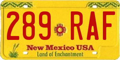 NM license plate 289RAF