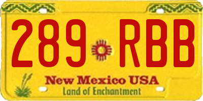 NM license plate 289RBB