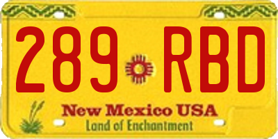 NM license plate 289RBD