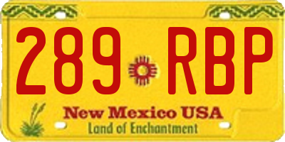 NM license plate 289RBP