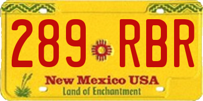 NM license plate 289RBR