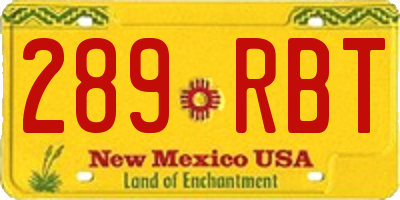 NM license plate 289RBT