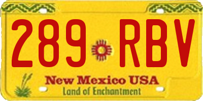 NM license plate 289RBV