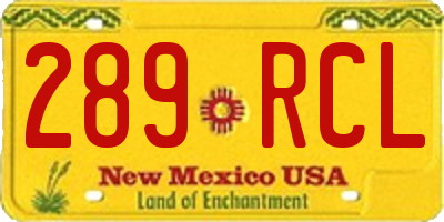 NM license plate 289RCL