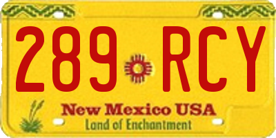 NM license plate 289RCY