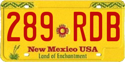 NM license plate 289RDB