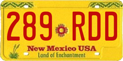 NM license plate 289RDD