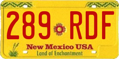 NM license plate 289RDF
