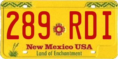 NM license plate 289RDI