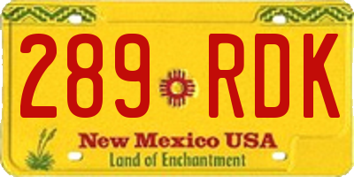 NM license plate 289RDK
