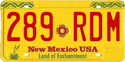 NM license plate 289RDM