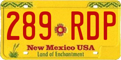 NM license plate 289RDP