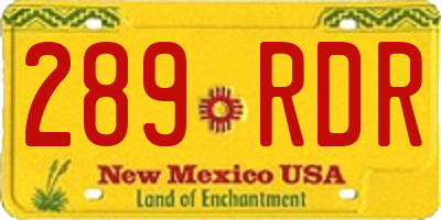 NM license plate 289RDR