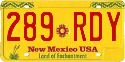 NM license plate 289RDY