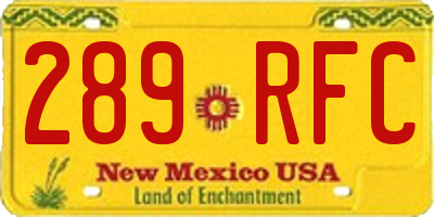 NM license plate 289RFC