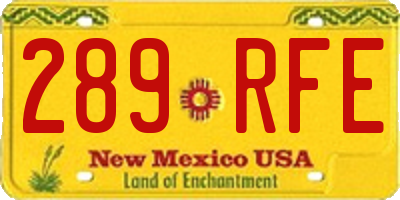 NM license plate 289RFE