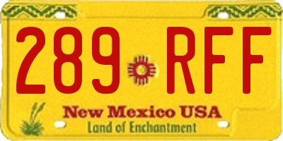 NM license plate 289RFF