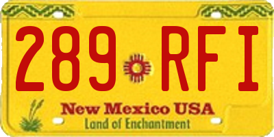 NM license plate 289RFI