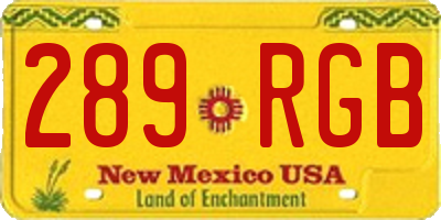 NM license plate 289RGB