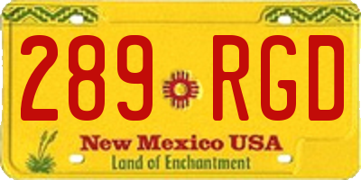 NM license plate 289RGD