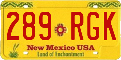 NM license plate 289RGK