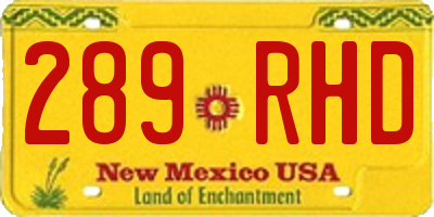 NM license plate 289RHD