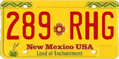 NM license plate 289RHG