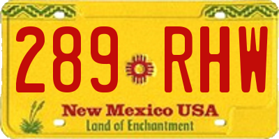NM license plate 289RHW
