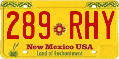 NM license plate 289RHY