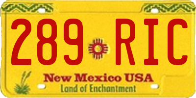 NM license plate 289RIC