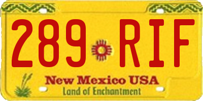 NM license plate 289RIF